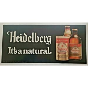 Vintage Heidelberg It's a Natural Beer Sign Paper 22"x10" Heidelberg Brewery NOS